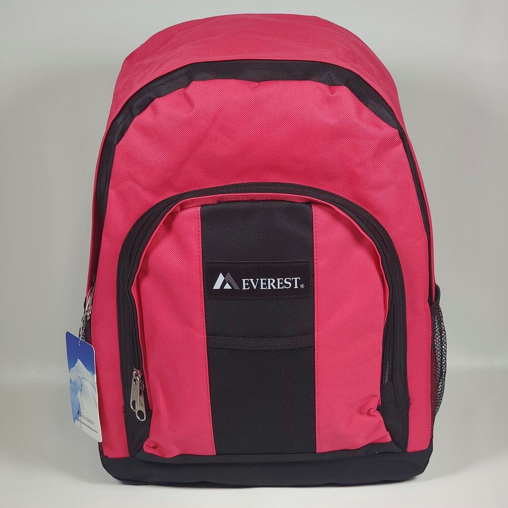 Everest‎ Luggage 17" Backpack Front Side Pockets Hot Pink Black Large BP2072 NWT